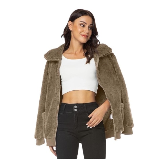 dou bcq Jackets & Blazers - NWT-DOU BCQ-BROWN TEDDY BEAR JACKET-SIZE LARGE